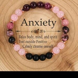NWT  Pink and Black Beaded Bracelet